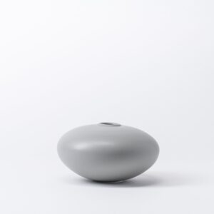 Small Misty Grey Pebble Disc Vase